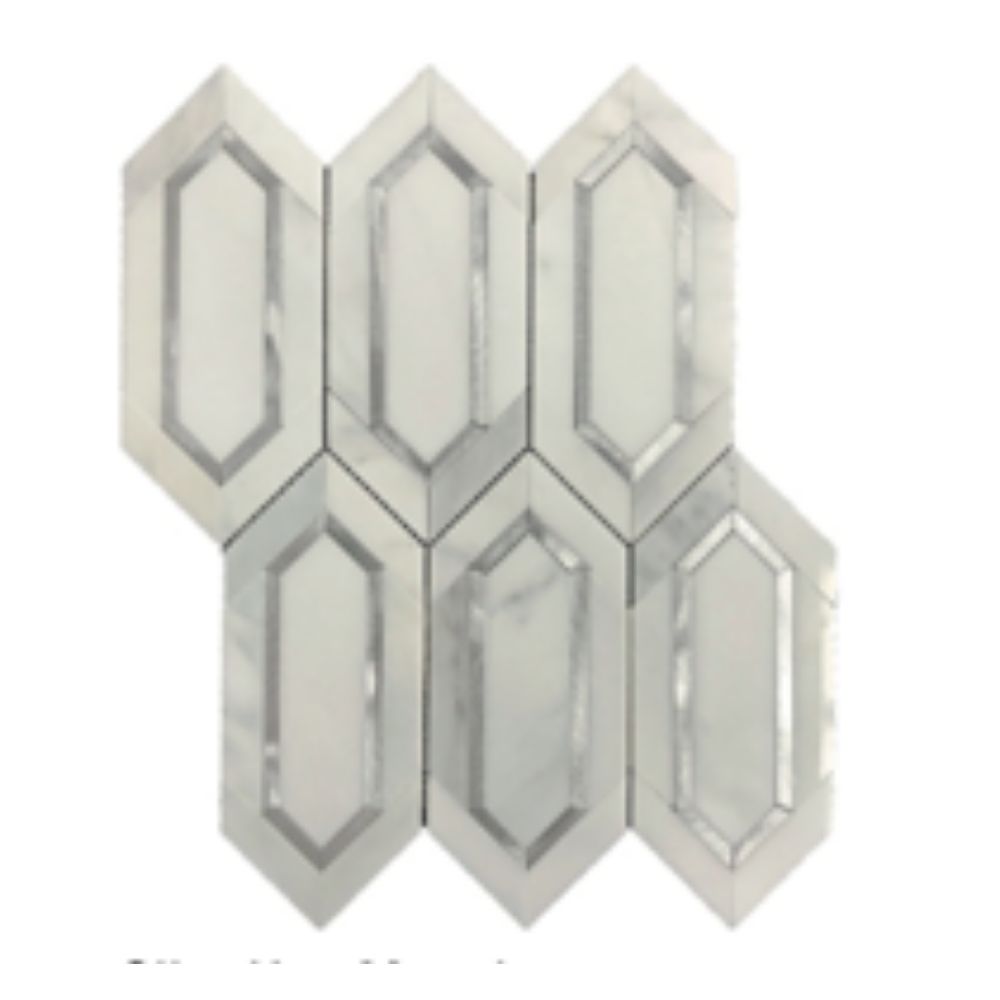 Belluno Designs CORA-1001 Cora 1.5" x 5.5" Eastern White Hexagon Polished Mosaic Wall Tile